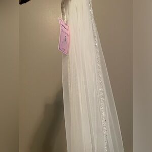 Ivory beaded wedding veil